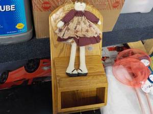 lot 107 image: Oak What Not Shelf with Doll 8  x 1...