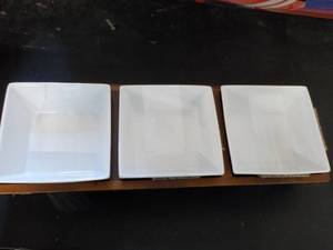 lot 110 image: Wood Tray with 3 Bowls 19 x 7...