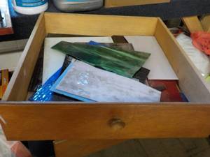 lot 349 image: Drawer of Stained Glass Pieces...