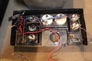 lot 4 image: Old boat dash with switches and gauges for a Mercruiser.