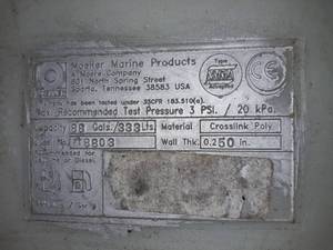 lot 70 image: 88 gallon fuel tank. New, never used. 96 by 32 by 8.