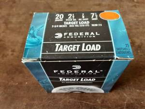 Box 25 Federal 20 Ga. 2-12 #7-12 Shot Shells