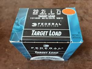 Box 25 Federal 20 Ga. 2-12 #7-12 Shot Shells
