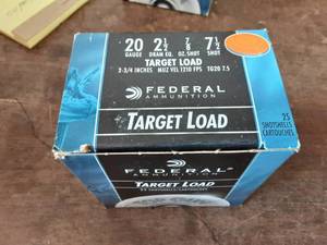 Box 25 Federal 20 Ga. 2-12 #7-12 Shot Shells