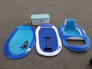 Tote With Lid 3-Spring Float Inflatable Mats, 2-Bell Air Pumps