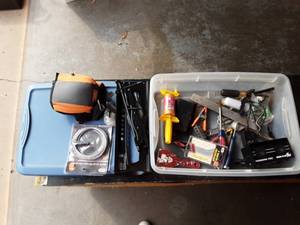 Tote Full Of Hand Tools & Hardware, TV Wall Mount & More