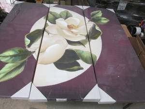 lot 23 image: 3 Piece Floral Art open box ...