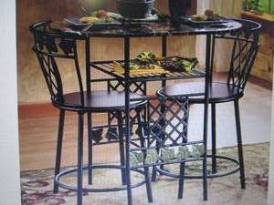 lot 245 image: Faux-Marble Ivy Bistro Set open box...