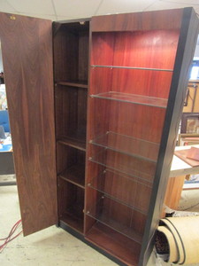 lot 106 image: CONTEMPORARY CURIO CABINET, CRAFTED OF WALNUT WOOD