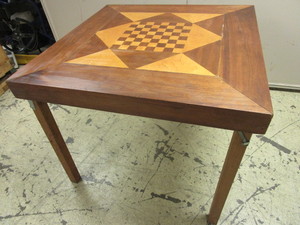lot 113 image: VINTAGE GAMECARD TABLE, HANDCRAFTED OF WOOD