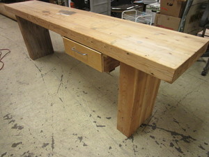 lot 114 image: SHOP DESKWORK TABLE, CRAFTED OF SOLID WOOD