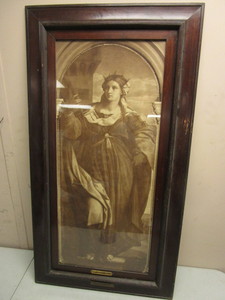 lot 156 image: CLASS OF JUNE 1900 - SANTA BARBARA, PALMA VECCHIO ITALIAN RENAISSANCE PRINT, FRAMED