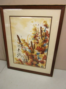 lot 159 image: ORIGINAL CATTAIL WATERCOLOR, BY WISCONSIN ARTIST ANNE CARLBERG, SIGNED,
