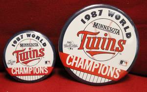 lot 15 image: Twins World Champions Button 1987 Lot Of 2 Buttons