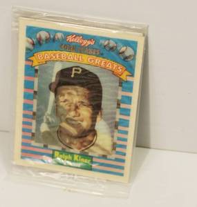 lot 59 image: 1991 Ralph Kiner Baseball greats Kelloggs Corn Flakes Baseball Card