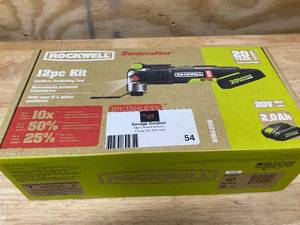 lot 54 image: ROCKWELL SoniCrafter-Piece Cordless 2-Amp 20-Volt Max Variable Speed Oscillating Multi-Tool Kit with Soft Case (1-Batteries Included)