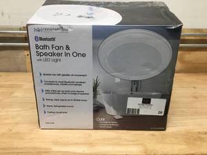 lot 26 image: Home Networks Decorative White 80 CFM Ceiling Mount Bluetooth Stereo Speaker Bathroom Exhaust Fan with LED Light
