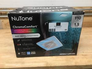 lot 33 image: Broan-Nu Tone ChromaComfort 110 CFM Ceiling Bathroom Exhaust Fan w Customizable Multi-Color LEDs and Smart Phone App