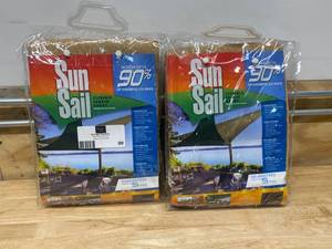 lot 89 image: SUNSAIL Lot of 2 - Easy Gardener 11.8-ft W Beige Shade Sail