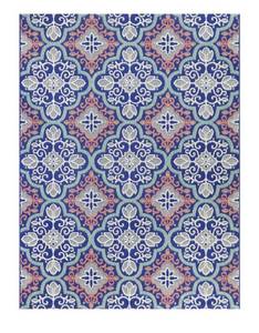 lot 91 image: HAMPTON BAY Star Moroccan NavyCoral 8 ft. x 10 ft. Floral IndoorOutdoor Area Rug