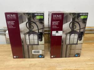 lot 93 image: HOME DECORATORS Lot of 2 - Large Exterior Wall-Mount LED Lanterns