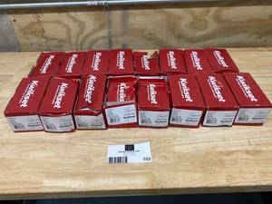 lot 103 image: KWIKSET - Lot of 16 Halifax Square Satin Nickel Half-Dummy Door Lever
