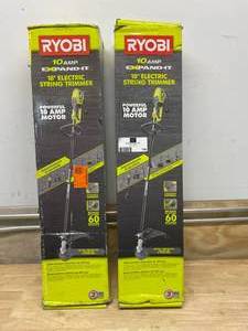 lot 106 image: RYOBI - Lot of 2 AC Powered 18 Corded String Trimmers