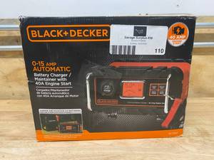 lot 110 image: Black  Decker 15 Amp Battery Charger with 40 Amp Engine Start