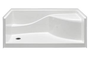 lot 78 image: Aquatic Coronado 60 in. x 30 in. Single Threshold Left Drain Shower Pan in White with Built-In Shower Bench