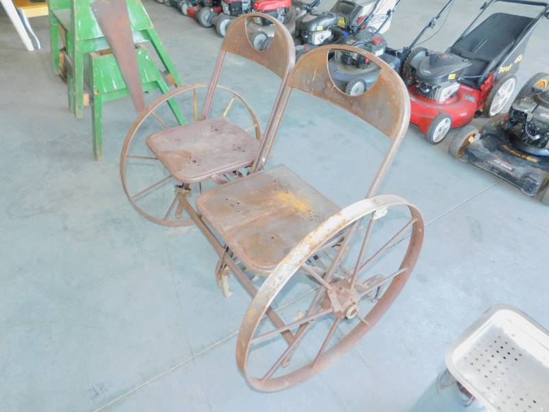lot 57 image: Vintage Custom Made Wheelchair for Two