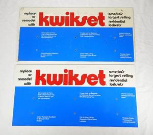 lot 18 image: Set of Two Vintage Kwikset Lock Advertising Display Signs