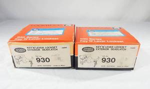 lot 86 image: Set of 2 New Lockwood 930 Series Key N Lever Exterior Deadlatch Commercial Locksets