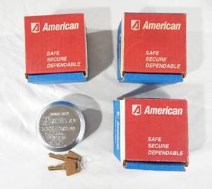 lot 57 image: Lot of 3 New American Lock Company Series 2000 Hidden Shackle Padlocks