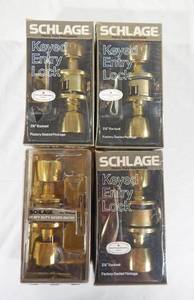 lot 73 image: Lot of 4 Schlage A53PDV Keyed Entry Door Knob Sets