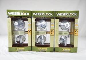 lot 106 image: Lot of 3 New Weiser Lock Smart Key Titanium Alloy Throwbolt Core Deadbolt Door Locks