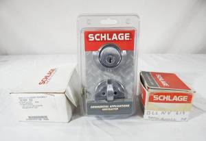 lot 112 image: Lot of 3 New Schlage Commercial Deadbolts