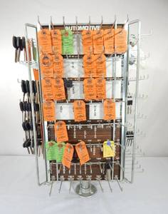 lot 216 image: Vintage Commercial Wire Products Metal Rotating Key Display With Key Blanks