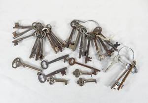 lot 225 image: Lot of 25 Antique and Vintage Skeleton Keys