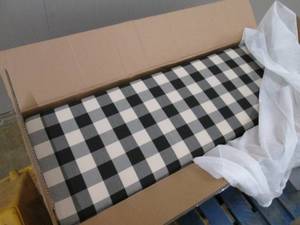 lot 9 image: Black Checkerboard Bench With Stora...