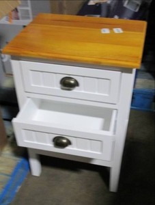 lot 54 image: 3 Drawer White Wood Night Stand 18...