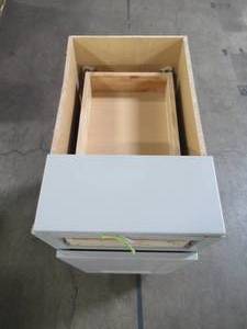 lot 104 image: Hampton Bay Shaker Assembled 18x34.5x24 in. Base Kitchen Cabinet with Ball-Bearing Drawer Glides in Dove Gray KB18-SDV