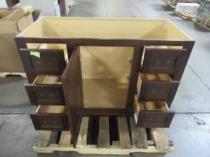 lot 106 image: Glacier Bay Kinghurst 48 in. W x 21 in. D x 33.5 in. H Bathroom Vanity Cabinet Only in Dark Cognac KHDCOG48DY