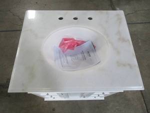lot 108 image: Home Decorators Collection Hampton Harbor 28 in. W x 22 in. D Bath Vanity in White with Natural Marble Vanity Top in White 4129440410