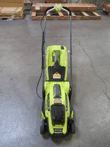 lot 3 image: Ryobi 13 in. ONE 18-Volt Lithium-Ion Cordless Battery Walk Behind Push Lawn Mower - 4.0 Ah Battery Included P1140