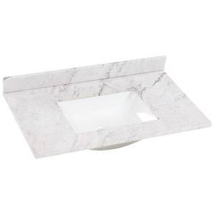 lot 213 image: Home Decorators Collection 37 in. W x 22 in. D Stone Effect Vanity Top in Lunar with White Sink, SE3722R-LR