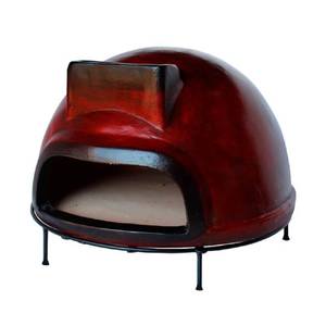 lot 218 image: Norma-B 26 in. Large Round Smooth Wood Burning Outdoor Pizza Oven in Wine, HTN-003 - USED