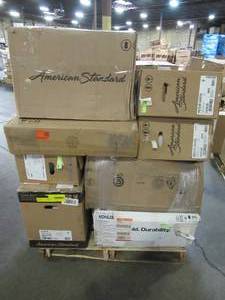 lot 128 image: WHOLESALE MIXED PALLET OF MISCELLANEOUS TOILETS, TANKS, BOWLS AND ACCESSORIES