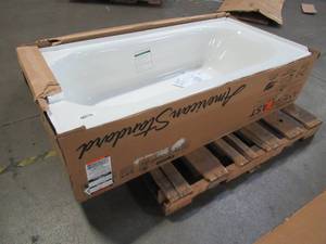 lot 224 image: American Standard Princeton Recess 5 ft. Left Drain Bathtub in White, 2390LH.020 - Slight Enamel Damage RH Top of Threshold.