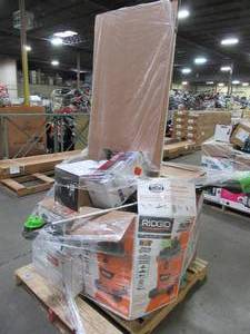 lot 229 image: WHOLESALE MIXED PALLET OF MISCELLANEOUS TOOLS, FURNITURE, LIGHTING AND MORE