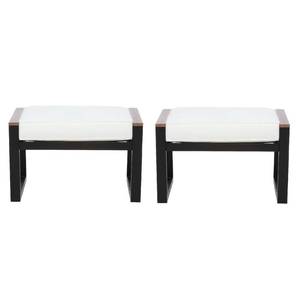 lot 141 image: Hampton Bay West Park Black Aluminum Outdoor Ottoman with Bare Cushions (2-Pack) 731.0840.000